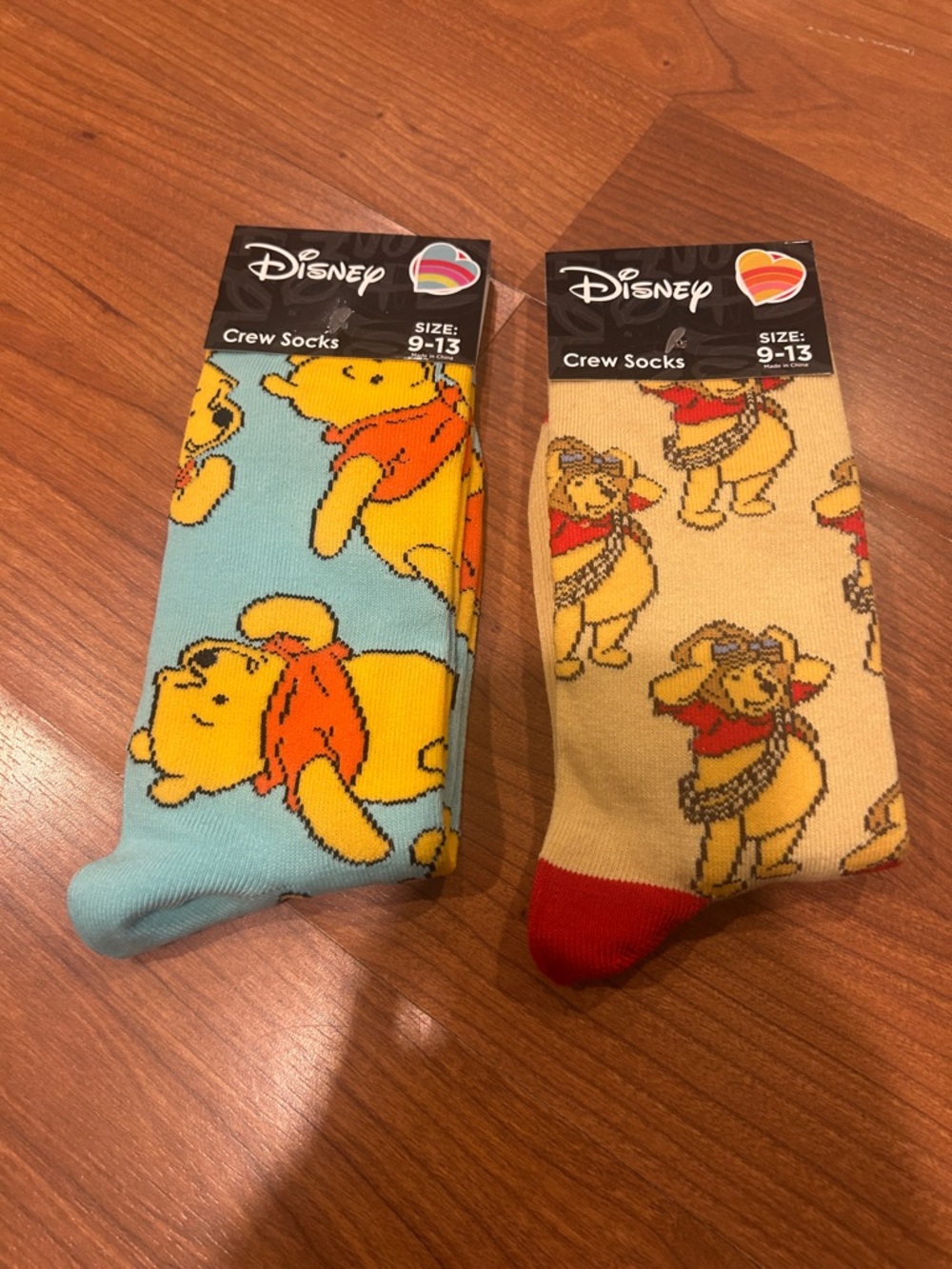 Disney Winnie the Pooh Crew Socks - Blue, Yellow, Tan, Red